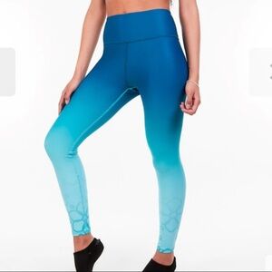 Omani Turquoise Moment Leggings Teal Blue Ombré XS Petite